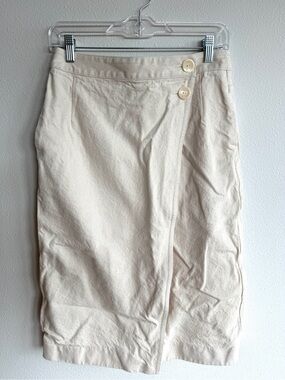Maria McManus Organic & Recycled Cotton Wrap Midi Skirt Ivory Size 4
